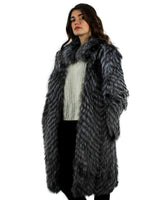 VULPES Long Striped Fox Fur Overcoat