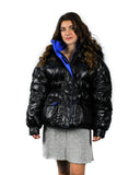 ION Oversized Duck Down Puffer Coat - Electric Blue Trim