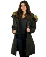 BELLE ÉPOQUE Long Single-Breasted Coat - Olive