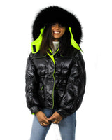 Neon green bubble store coat