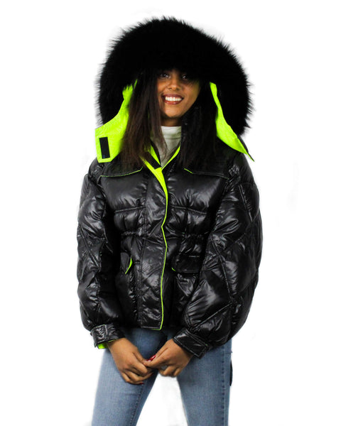 Hooded sports jacket - Black/Neon green - Kids | H&M IN