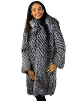 VULPES Long Striped Fox Fur Overcoat